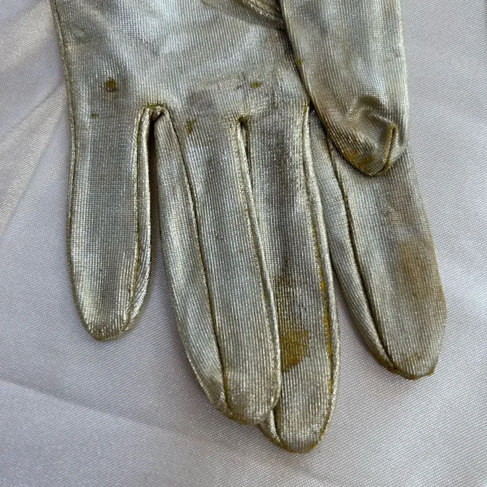 Vintage gold evening gloves XS